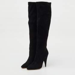 Pre Owned Miu Miu Black Suede Knee Length Boots Size 38