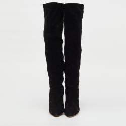 Pre Owned Miu Miu Black Suede Knee Length Boots Size 38