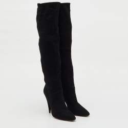 Pre Owned Miu Miu Black Suede Knee Length Boots Size 38