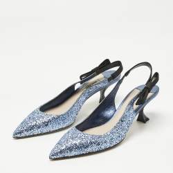 Miu Miu White Satin Crystal Embellished Slingback Pumps Size