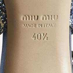 Pre Owned Miu Miu Blue Coarse Glitter Bow Slingback Pumps Size 40.5