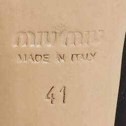 Pre Owned Miu Miu Beige/Black Leather Cutout Slingback Sandals Size 41