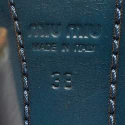 Pre Owned Miu Miu Grey Leather Bow Ankle Strap Sandals Size 38