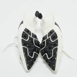 Pre Owned Miu Miu White Patent Leather Sneaker Mules Size 37.5