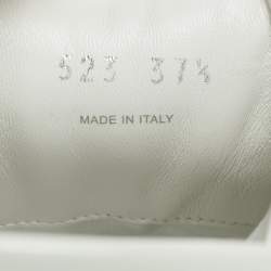 Pre Owned Miu Miu White Patent Leather Sneaker Mules Size 37.5