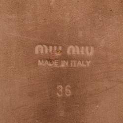 Pre Owned Miu Miu Blue Faux Fur Pearl Embellished Flat Slides Size 36