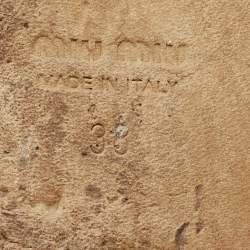 Pre Owned Miu Miu Blue Denim Logo Flat Slide Sandals Size 38