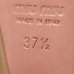 Pre Owned Miu Miu Beige Patent Leather Laser Cut Peep Toe Pumps Size 37.5