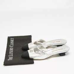 Pre Owned Miu Miu Silver Leather Decollete Mules Size 36