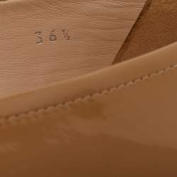 Pre Owned Miu Miu Beige Patent Leather Crystal Embellished Ballet Flats Size 36.5