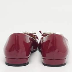 Pre Owned Miu Miu Purple Patent Leather Crystal Embellish Ballet Flats Size 37