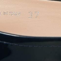 Pre Owned Miu Miu Navy Blue Patent Leather Crystal Embellished Ballet Flats Size 37