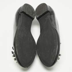 Pre Owned Miu Miu Black Crystal Embellish Patent Leather Ballet Flats Size 36.5