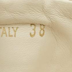 Pre Owned صندل بلاتفورم بحزام للكاحل جلد مبطن أبيض ميو ميو مقاس 38