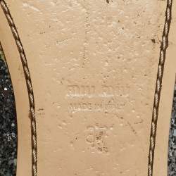 Pre Owned Miu Miu Silver Glitter and Suede Ballet Flats Size 37