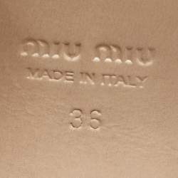 Pre Owned Miu Miu Beige/Beige Glitter and Suede Ankle Strap Sandals Size 36