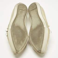 Pre Owned Miu Miu Gold LeatherEmbellish Pointed Toe Slip On Sneakers Size 36