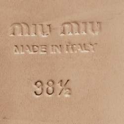 Pre Owned Miu Miu Beige Satin Bow Crystal Embellished Pointed Toe Ballet Flats Size 38.5