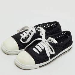 Pre Owned Miu Miu Black Rope Fabric Low Top Sneakers Size 38.5