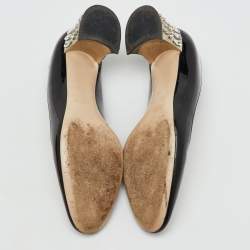 مملوكة مسبقًا Miu Miu Black Patent Leather Crystal Embellished Block Heel Pumps Size 40