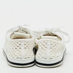 Pre Owned Miu Miu White Rope Fabric Low Top Sneakers Size 38.5