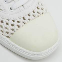 Pre Owned Miu Miu White Rope Fabric Low Top Sneakers Size 38.5