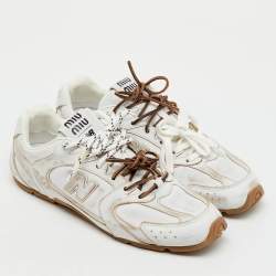 مملوكة مسبقًا Miu Miu x New Balance White Leather 530 SL Low Top Sneakers Size 42