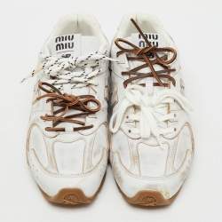 مملوكة مسبقًا Miu Miu x New Balance White Leather 530 SL Low Top Sneakers Size 42