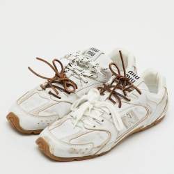 مملوكة مسبقًا Miu Miu x New Balance White Leather 530 SL Low Top Sneakers Size 42