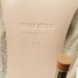 Pre Owned Miu Miu Gold Leather Crystal Embellished Decollete Slingback Pumps Size 38