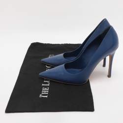 Pre Owned Miu Miu Blue Leather Pointed Toe Pumps Size 38.5