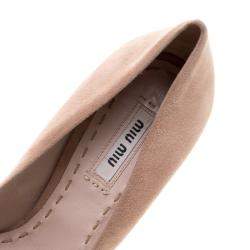 Miu Miu Beige Suede Platform Pumps Size 37.5