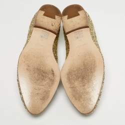 Pre Owned حذاء لوفرز ميو ميو جلد ذهبي مع فيونكة مقاس 38.5