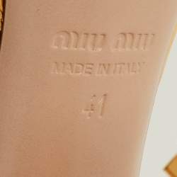 Pre Owned Miu Miu Size 41 Gold Python Embossed Leather Crystal Embellished Block Heel Ankle Strap Sandals
