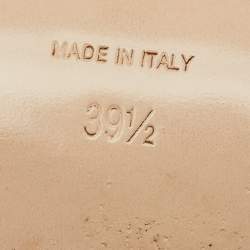 مملوكة مسبقًا Miu Miu Size 39.5 Silver Patent Leather Crystal Embellished Block Heel Sandals 