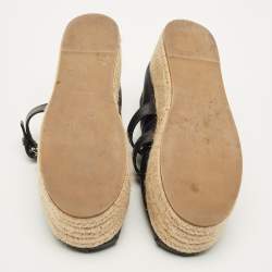 مملوكة مسبقًا حذاء إسحاق إسبادريل ميو ميو جلد أسود سير داخلي باليرينا منصة مقاس 40