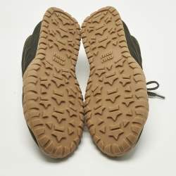 Pre Owned Miu Miu Tyre Size 40 Green/White Nylon and Suede Low Top Sneakers