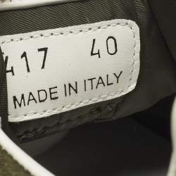 Pre Owned Miu Miu Tyre Size 40 Green/White Nylon and Suede Low Top Sneakers