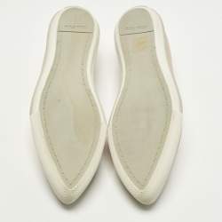 Pre Owned Miu Miu Size 38.5 Beige Leather Slip On Cap Toe Sneakers