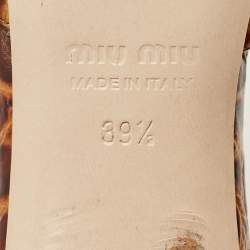 Pre Owned Miu Miu Size 39.5 Brown Crocodile Leather Crystal Embellished Slide Sandals   