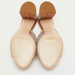 مملوكة مسبقًا حذاء مولز ميو ميو ساتان رمادي مزخرف كريستال كعب مقاس 40.5