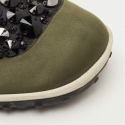 مملوكة مسبقًا حذاء رياضي ميو ميو قماش متنوع الألوان مزخرف بالكريستال منخفص العنق مقاس 38