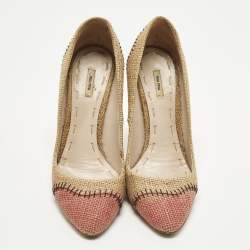 مملوكة مسبقًا Miu Miu Size 37 Brown Raffia Pumps