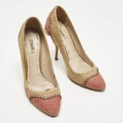 مملوكة مسبقًا Miu Miu Size 37 Brown Raffia Pumps