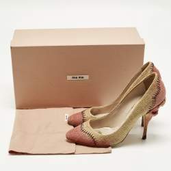 مملوكة مسبقًا Miu Miu Size 37 Brown Raffia Pumps