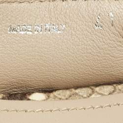 Pre Owned Miu Miu Size 41 Brown/Beige  Python Embossed  Crystal Embellished Scrunch Ballet Flats