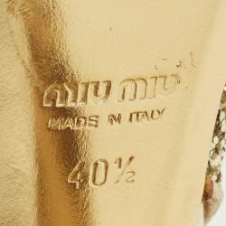 مملوكة مسبقًا Miu Miu Coarse Size 40.5 Gold Calf Hair and Glitter Block Heel Slingback Pumps