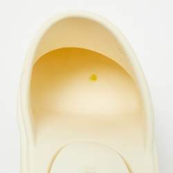 Pre Owned Miu Miu Size 36 Cream Rubber Logo Clogs Block Heel Mules