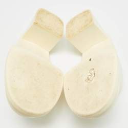 Pre Owned Miu Miu Size 36 Cream Rubber Logo Clogs Block Heel Mules