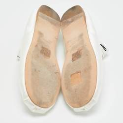 Pre Owned Miu Miu Size 38 Cream White Satin Bow Mary Jane Ballet Flats